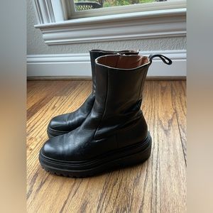 Zara Leather platform Combat Chelsea boots size 37
